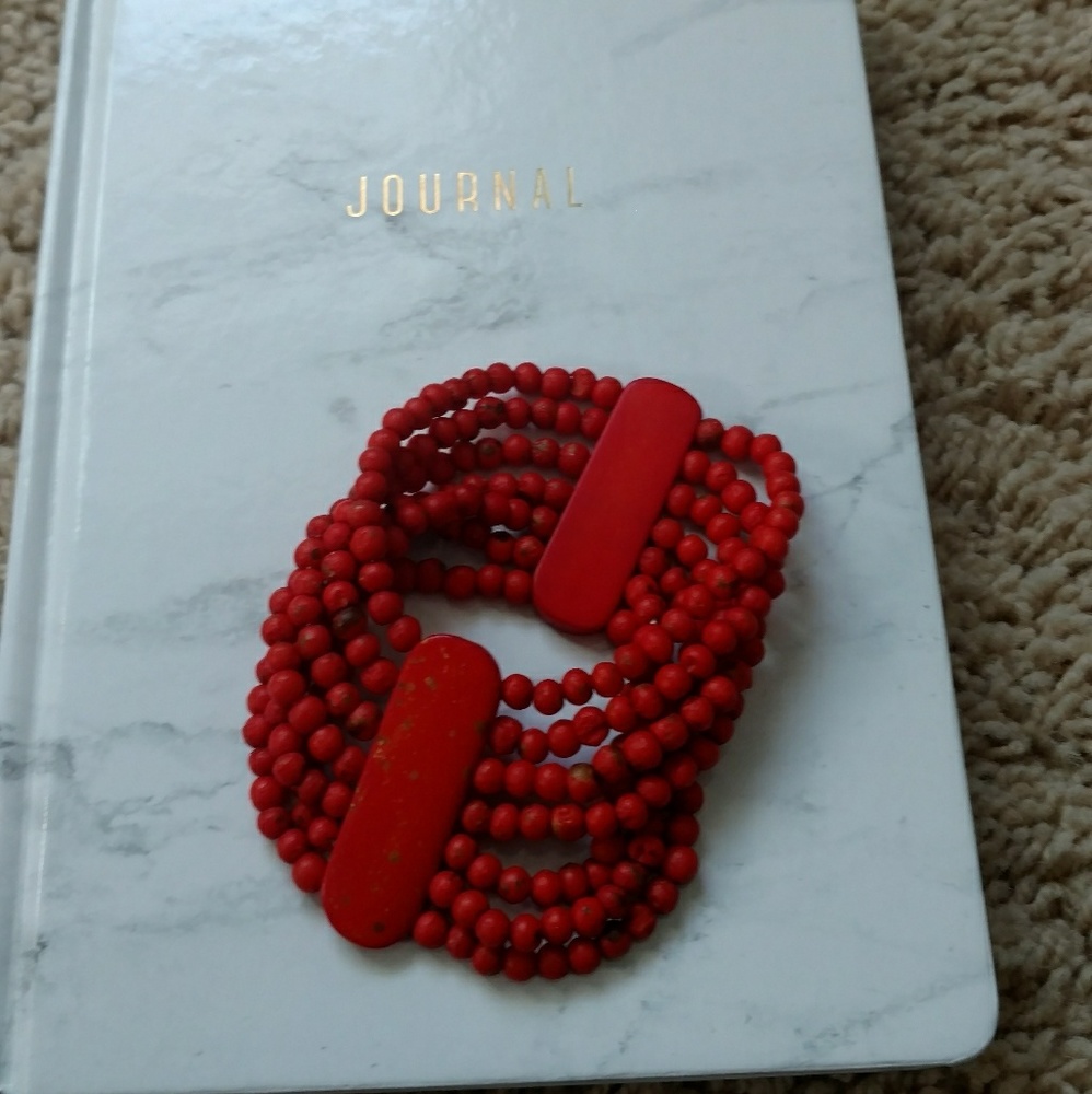 orange stretch beaded bracelet